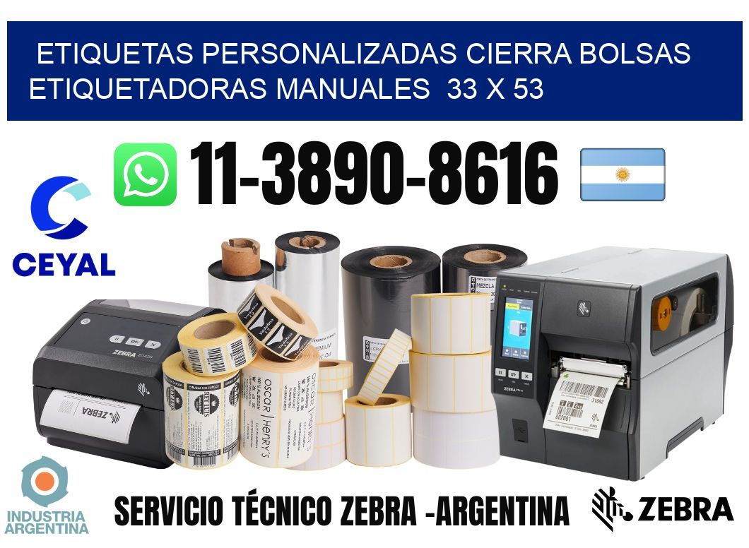 etiquetas personalizadas cierra bolsas Etiquetadoras Manuales 33 x 53