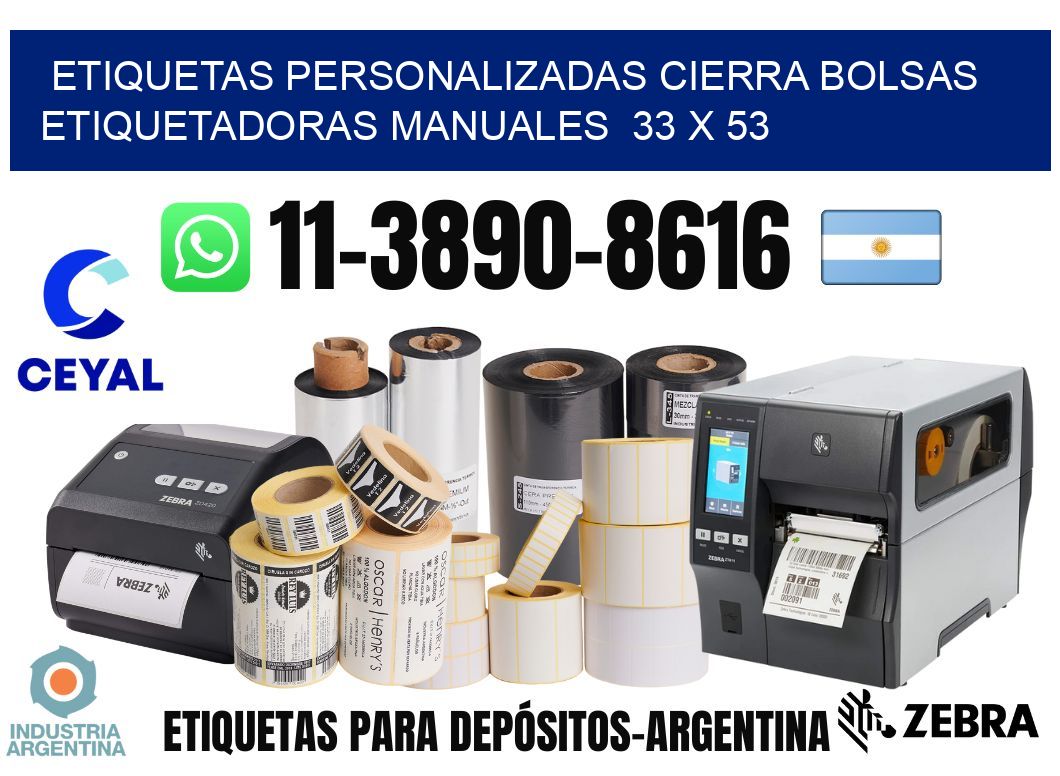 etiquetas personalizadas cierra bolsas Etiquetadoras Manuales 33 x 53