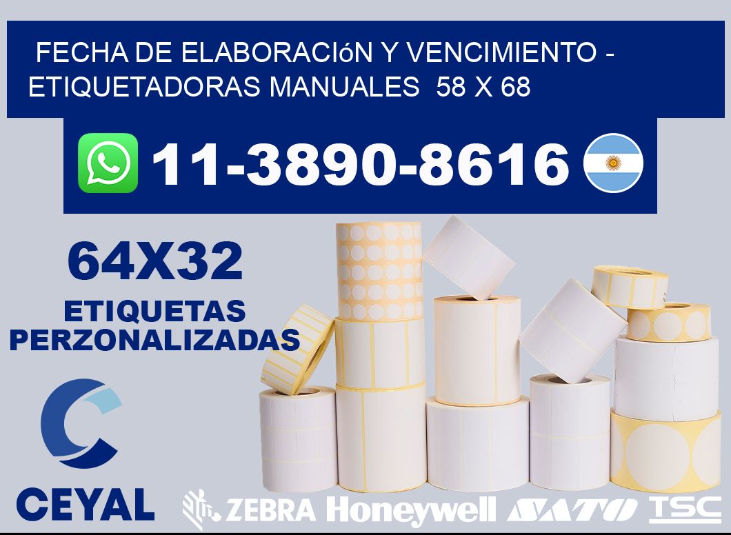 fecha de elaboración y vencimiento - Etiquetadoras Manuales  58 x 68