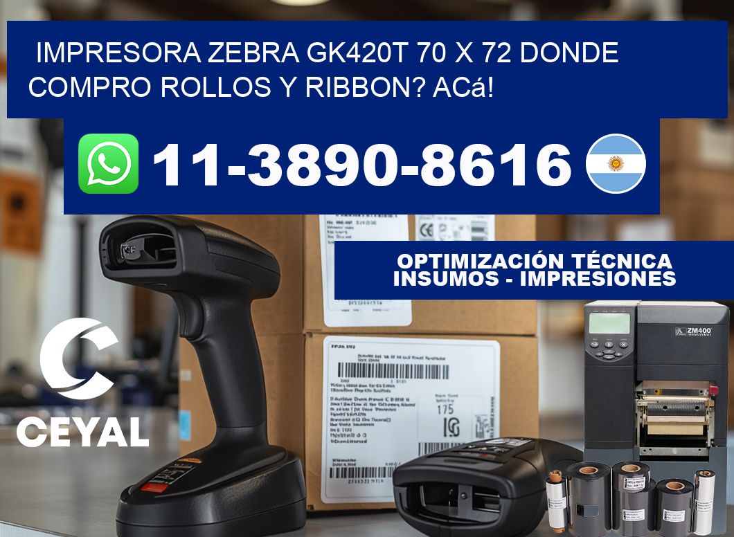 impresora zebra gk420t 70 x 72 Donde compro rollos y ribbon? Acá!