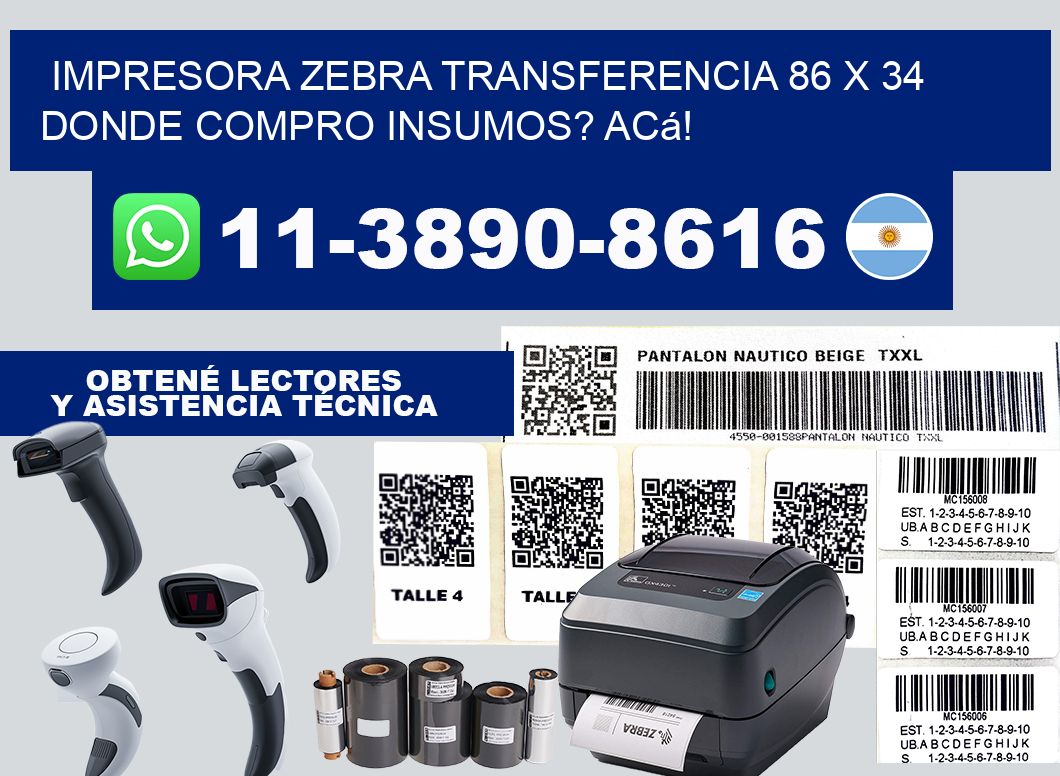 impresora zebra transferencia 86 x 34 Donde compro insumos? Acá!
