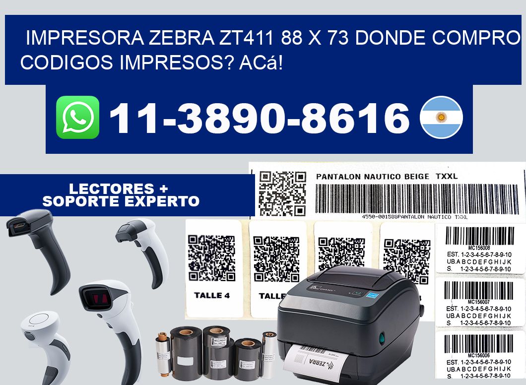 impresora zebra zt411 88 x 73 Donde compro codigos impresos? Acá!