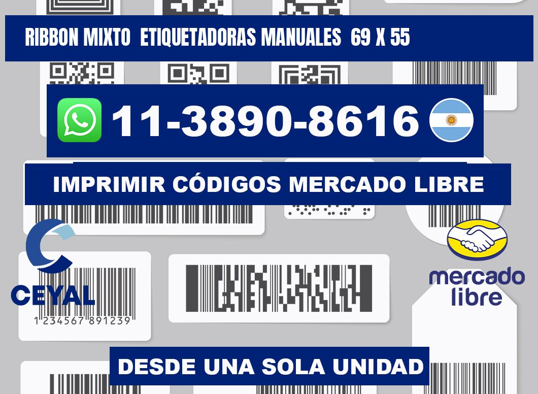 ribbon mixto  Etiquetadoras Manuales  69 x 55