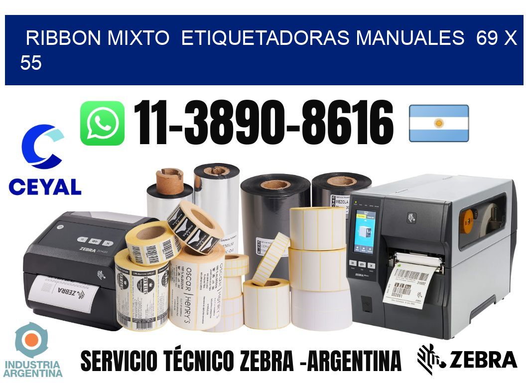 ribbon mixto  Etiquetadoras Manuales  69 x 55