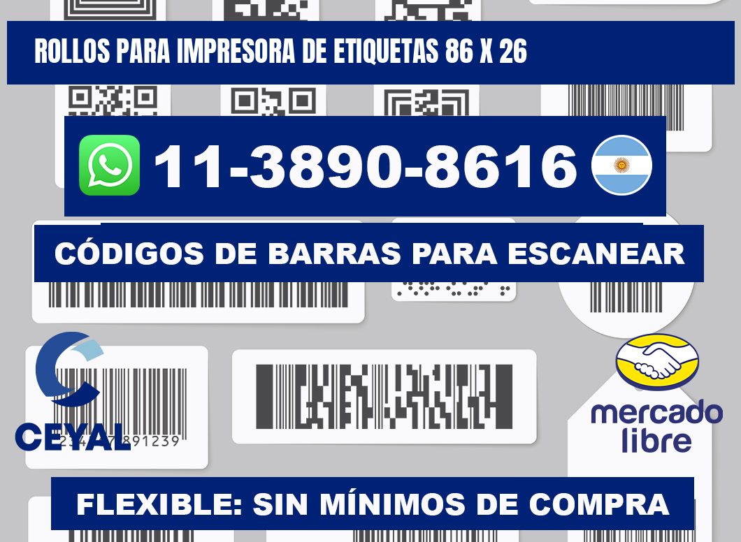 rollos para impresora de etiquetas 86 x 26