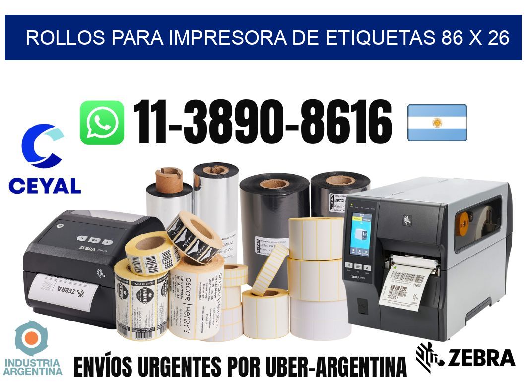 rollos para impresora de etiquetas 86 x 26