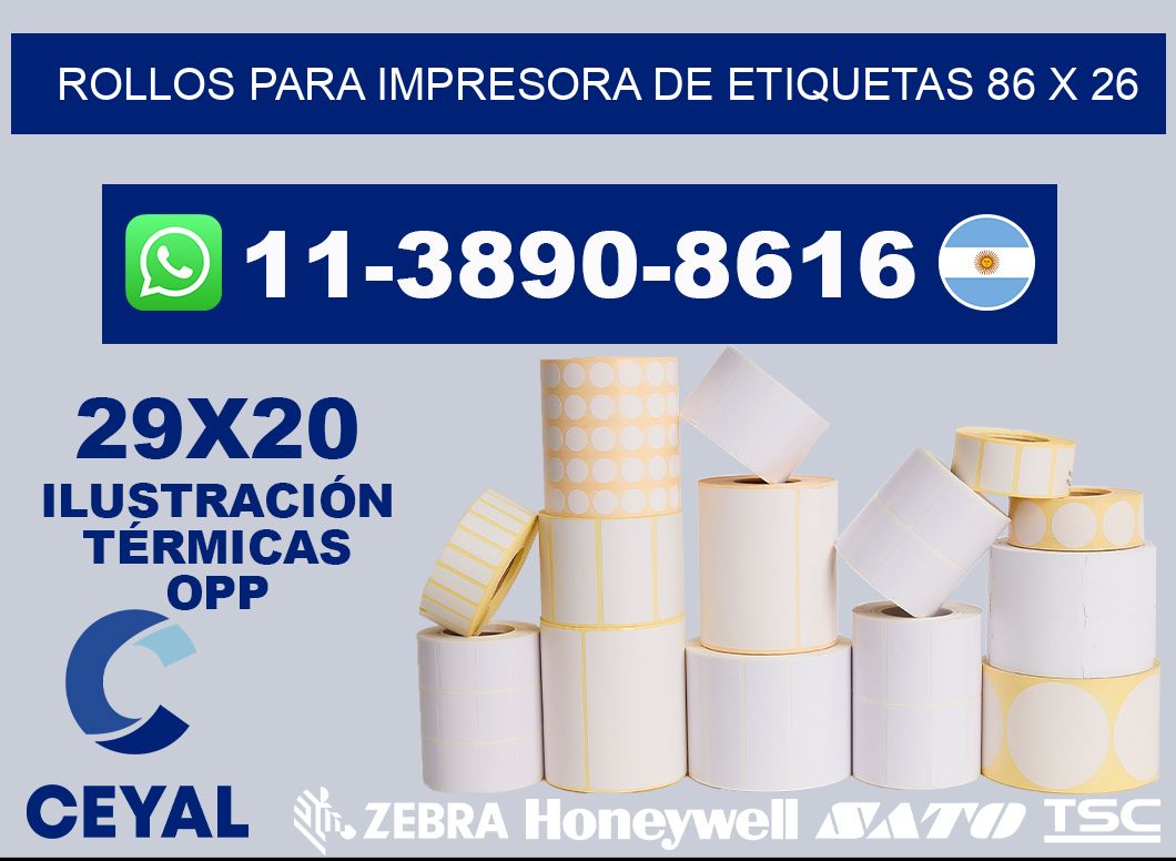 rollos para impresora de etiquetas 86 x 26