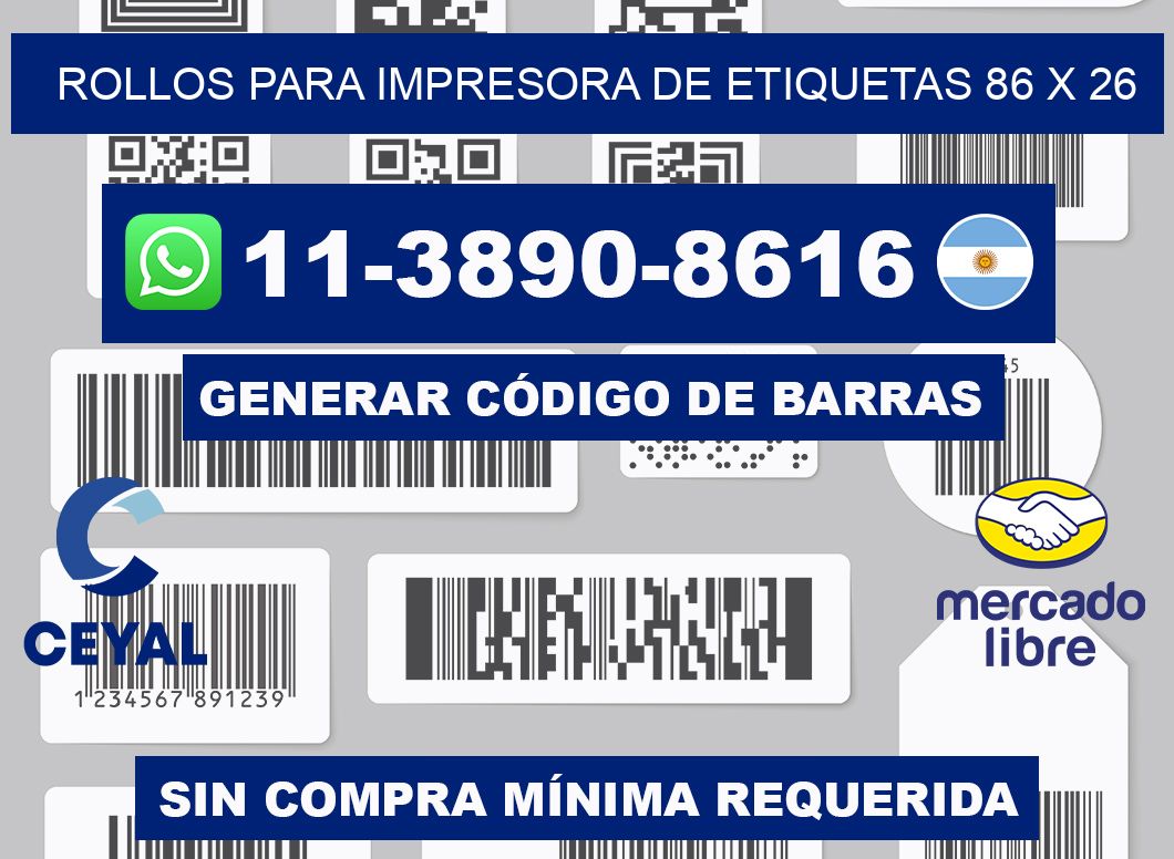 rollos para impresora de etiquetas 86 x 26