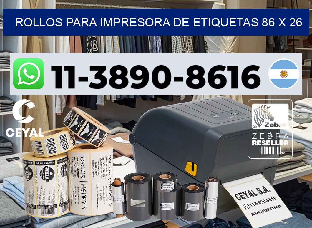 rollos para impresora de etiquetas 86 x 26