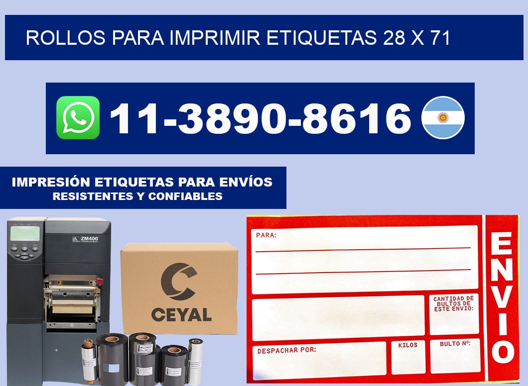 rollos para imprimir etiquetas 28 x 71
