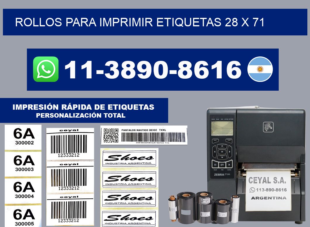 rollos para imprimir etiquetas 28 x 71
