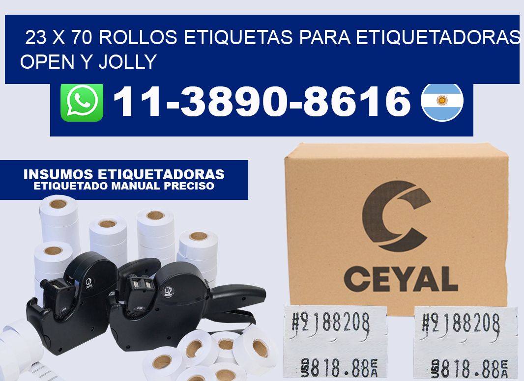 23 x 70 Rollos etiquetas para etiquetadoras open y jolly