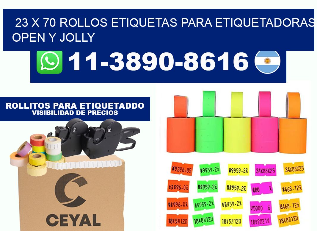23 x 70 Rollos etiquetas para etiquetadoras open y jolly