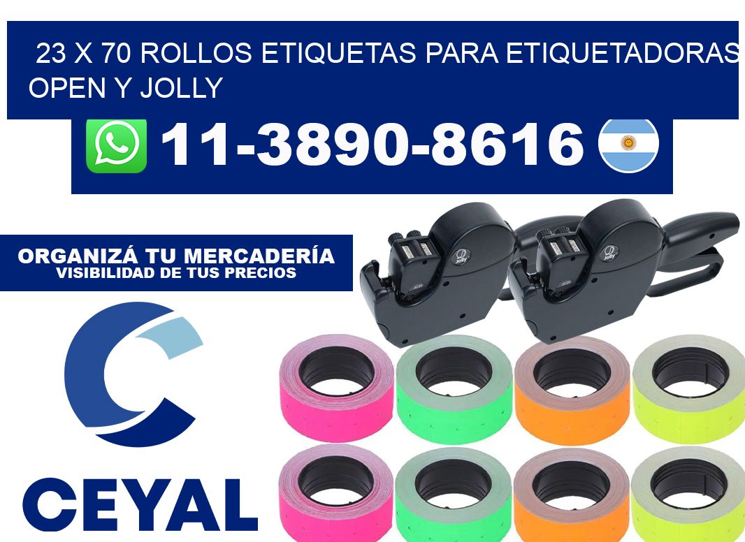 23 x 70 Rollos etiquetas para etiquetadoras open y jolly