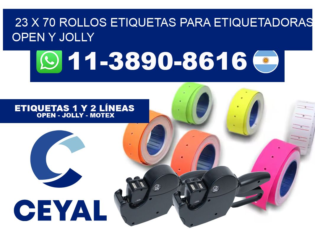 23 x 70 Rollos etiquetas para etiquetadoras open y jolly
