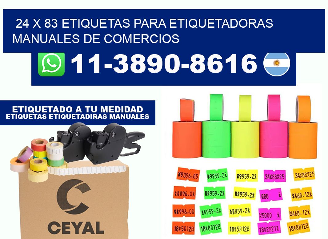 24 x 83 etiquetas para etiquetadoras manuales de comercios