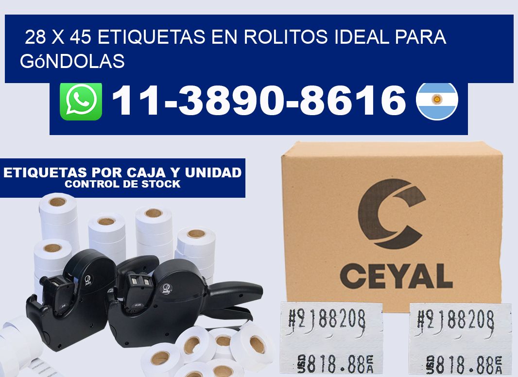 28 x 45 etiquetas en rolitos ideal para góndolas