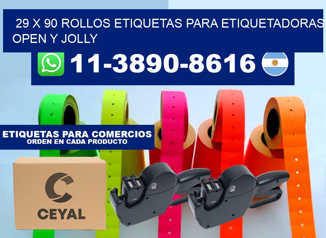 29 x 90 Rollos etiquetas para etiquetadoras open y jolly