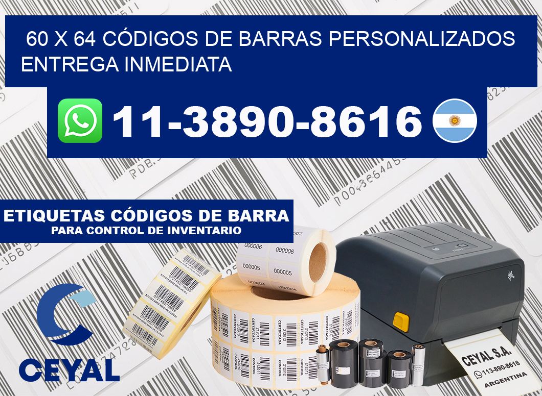 60 x 64 CÓDIGOS DE BARRAS PERSONALIZADOS ENTREGA INMEDIATA