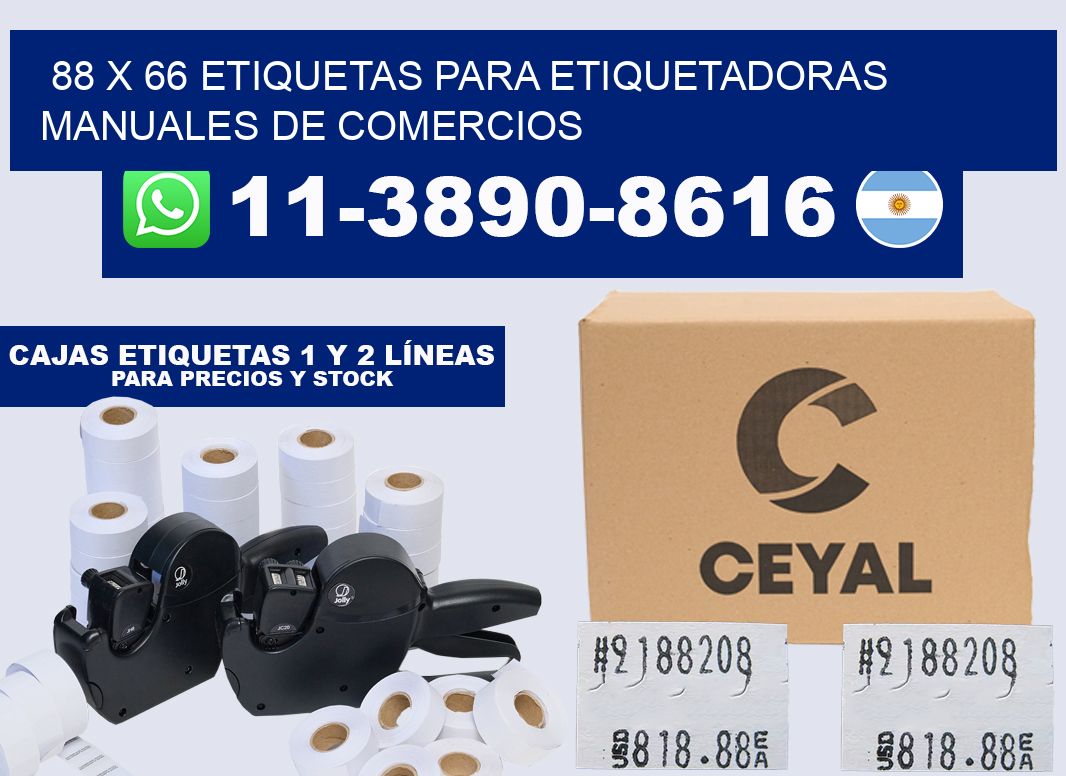 88 x 66 etiquetas para etiquetadoras manuales de comercios