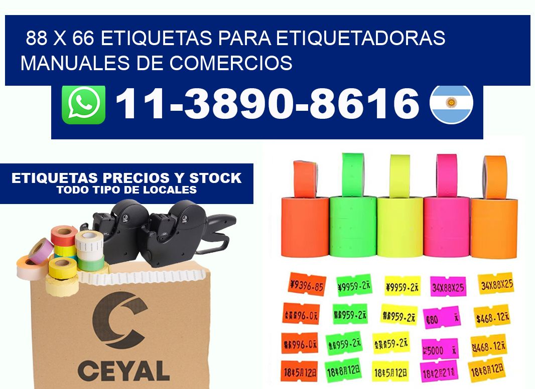 88 x 66 etiquetas para etiquetadoras manuales de comercios