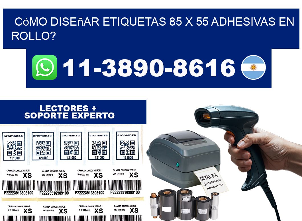 Cómo diseñar etiquetas 85 x 55 adhesivas en rollo?