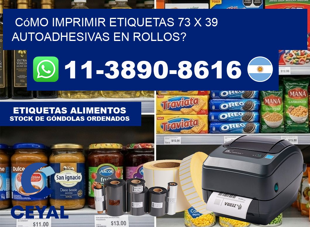 Cómo imprimir etiquetas 73 x 39 autoadhesivas en rollos?