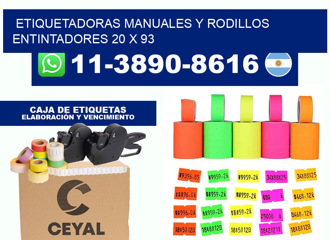Etiquetadoras manuales y rodillos entintadores 20 x 93