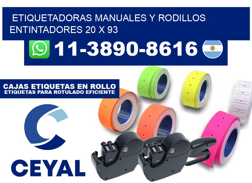 Etiquetadoras manuales y rodillos entintadores 20 x 93