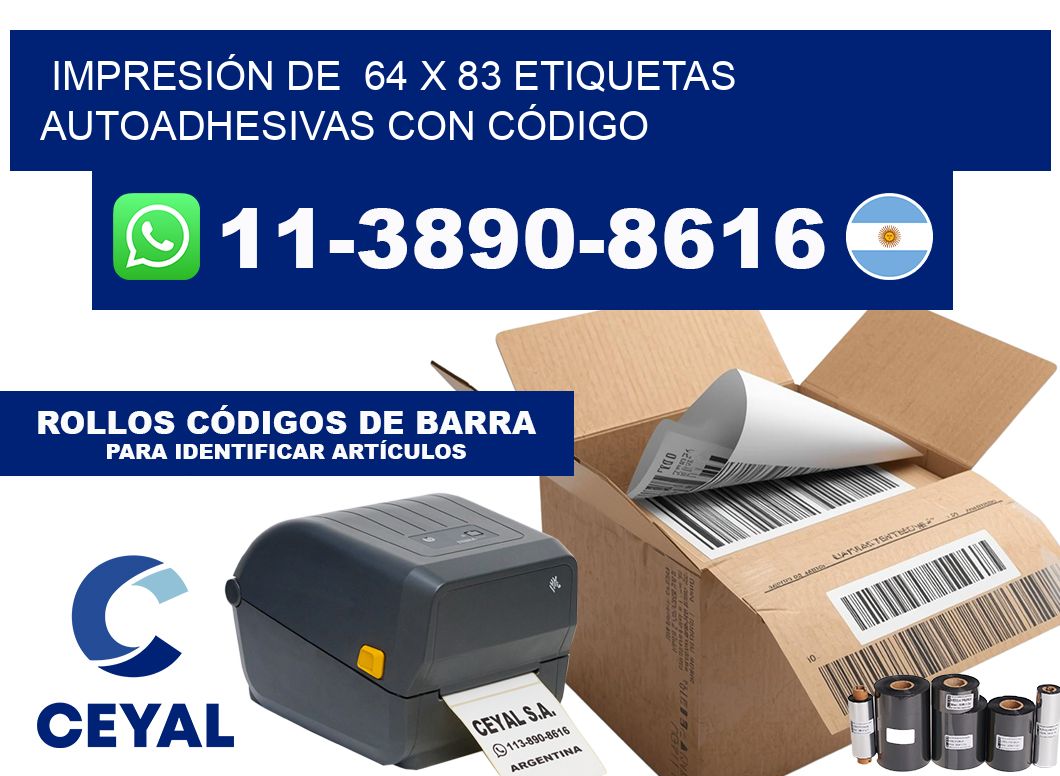 IMPRESIÓN DE 64 x 83 ETIQUETAS AUTOADHESIVAS CON CÓDIGO