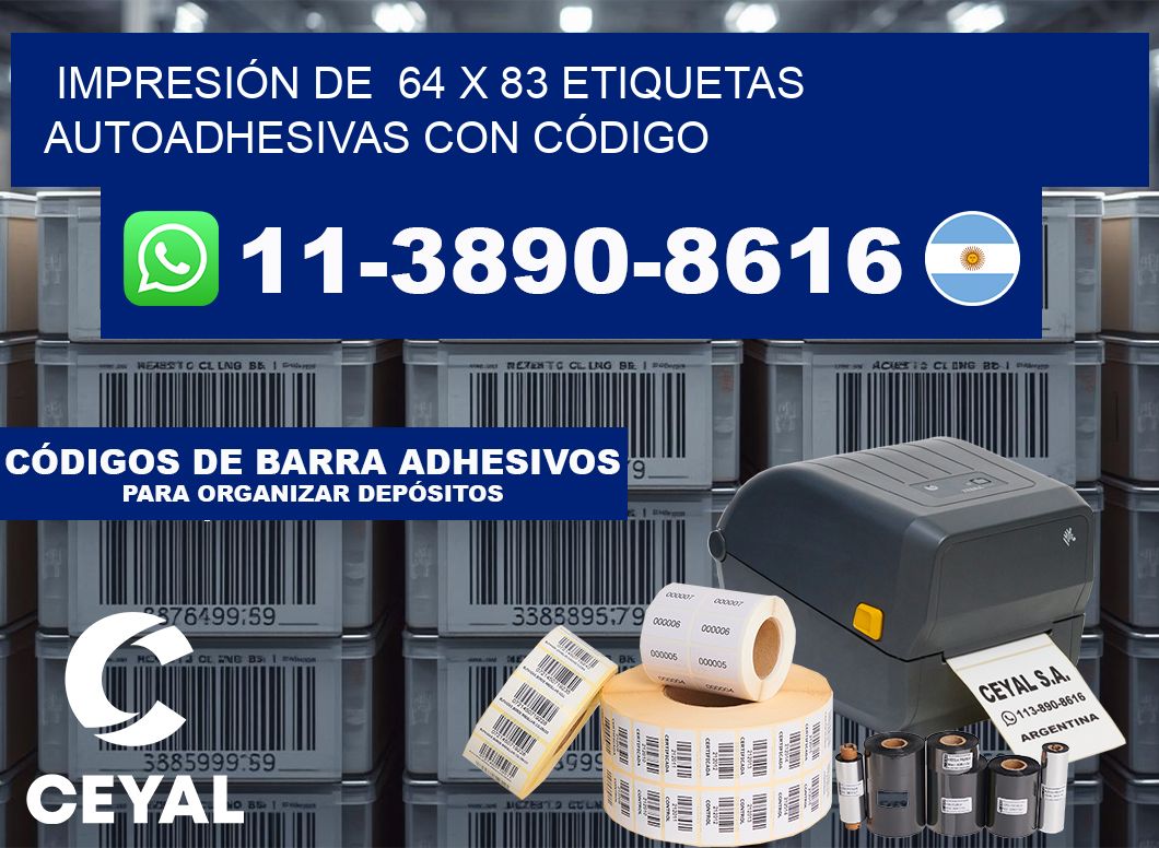 IMPRESIÓN DE 64 x 83 ETIQUETAS AUTOADHESIVAS CON CÓDIGO