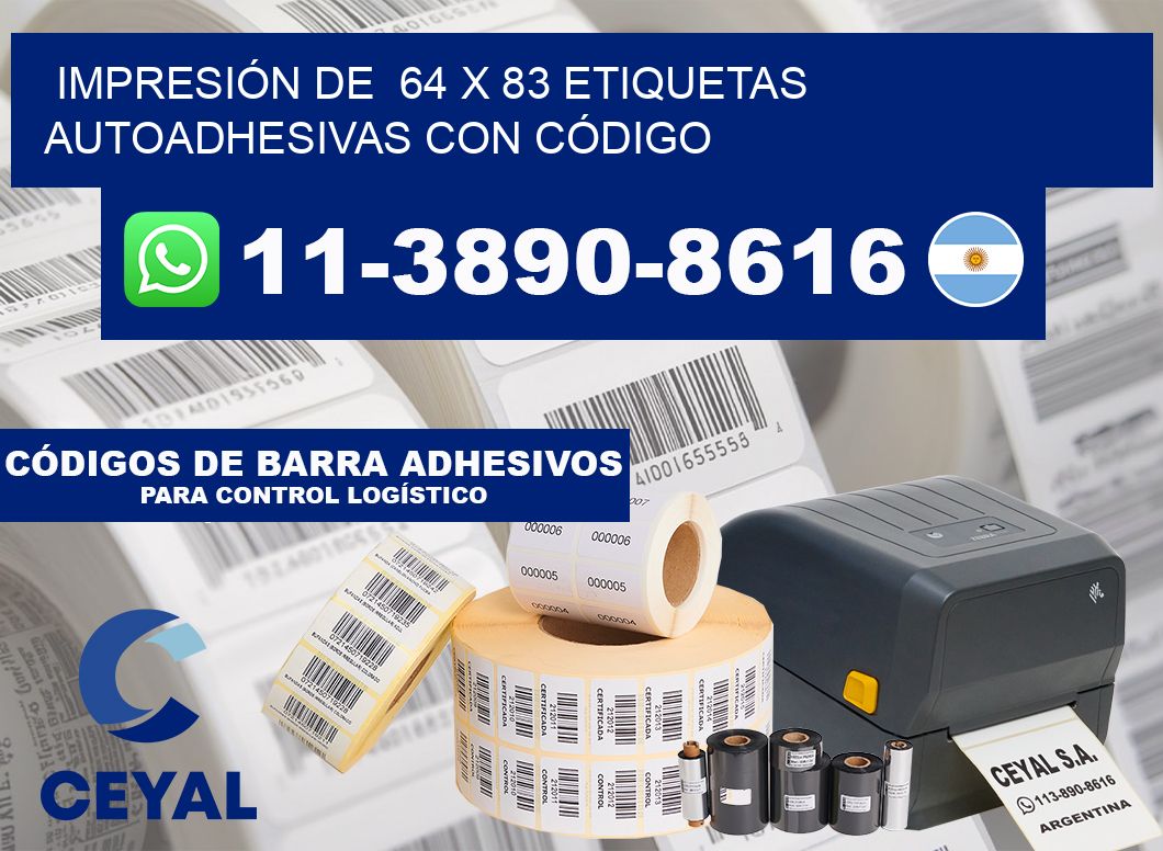 IMPRESIÓN DE 64 x 83 ETIQUETAS AUTOADHESIVAS CON CÓDIGO