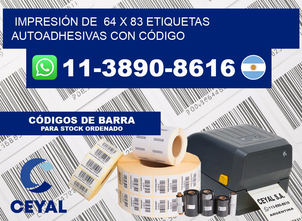 IMPRESIÓN DE  64 x 83 ETIQUETAS AUTOADHESIVAS CON CÓDIGO