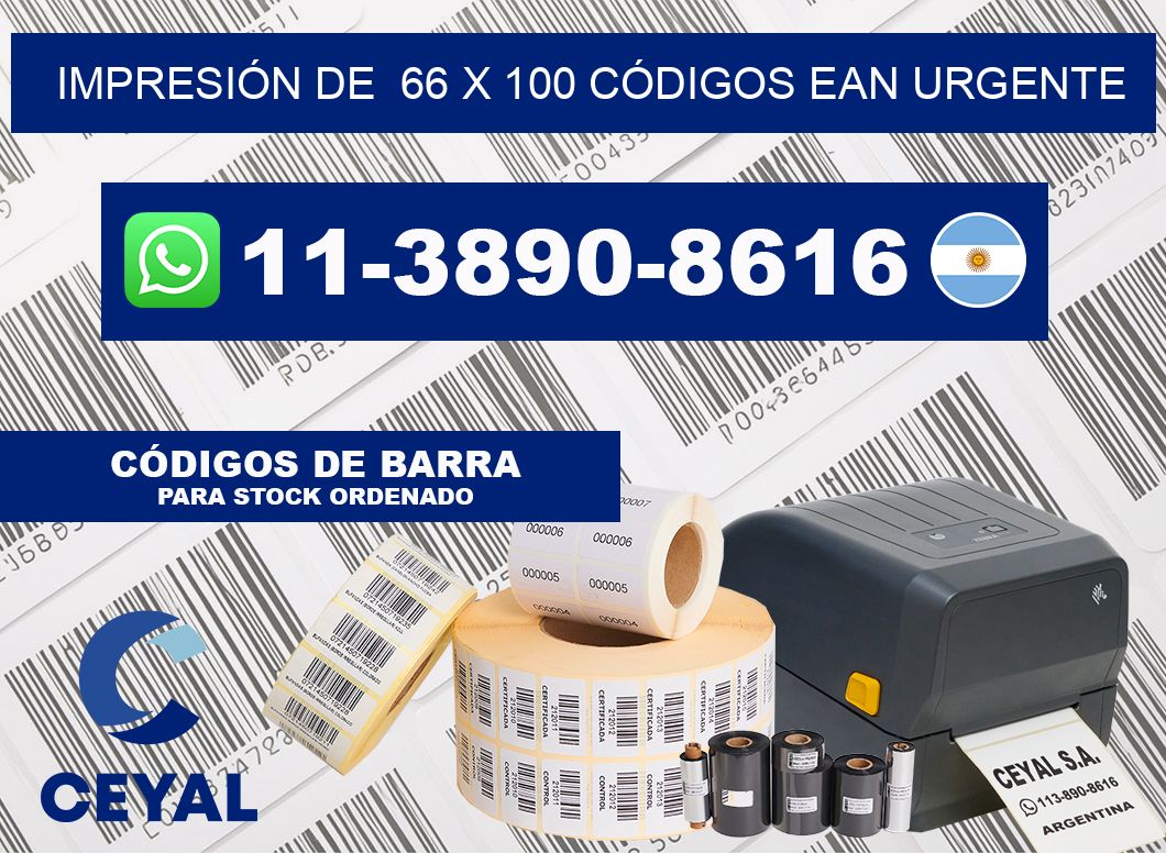 IMPRESIÓN DE  66 x 100 CÓDIGOS EAN URGENTE