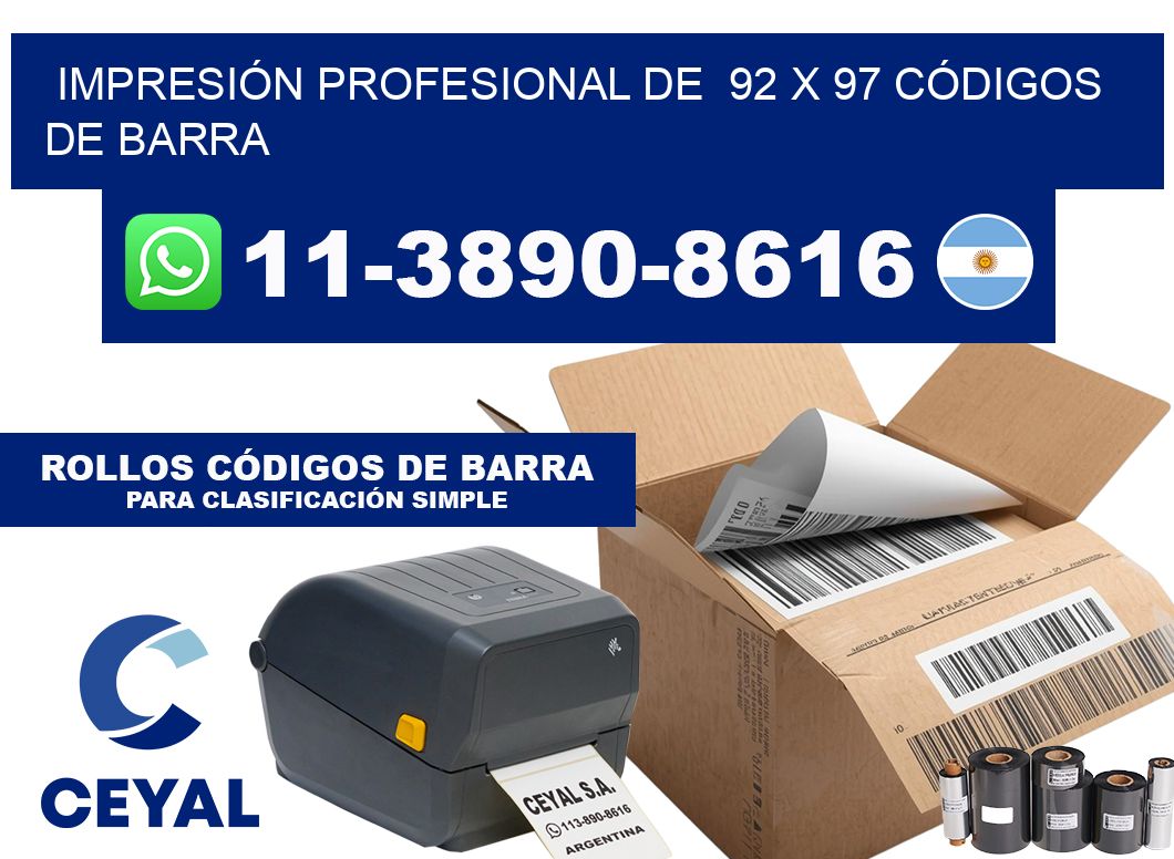IMPRESIÓN PROFESIONAL DE  92 x 97 CÓDIGOS DE BARRA