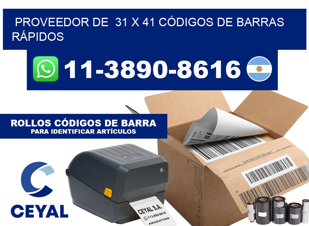 PROVEEDOR DE  31 x 41 CÓDIGOS DE BARRAS RÁPIDOS
