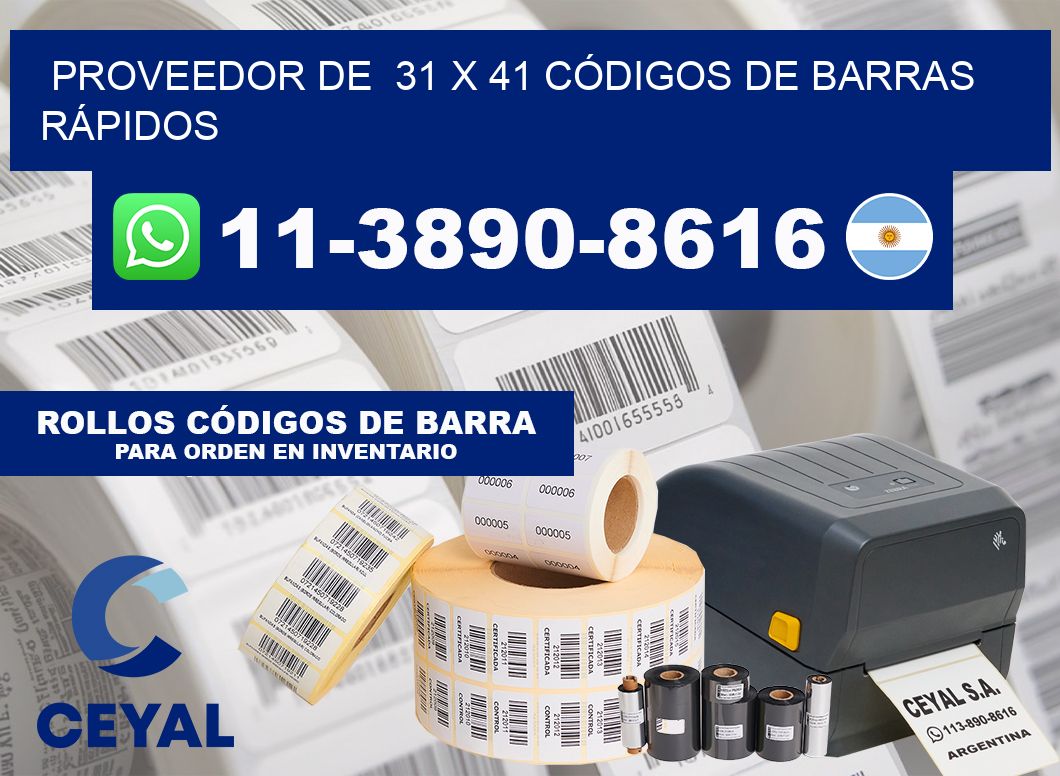 PROVEEDOR DE  31 x 41 CÓDIGOS DE BARRAS RÁPIDOS