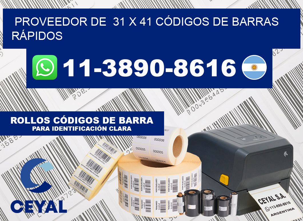 PROVEEDOR DE  31 x 41 CÓDIGOS DE BARRAS RÁPIDOS