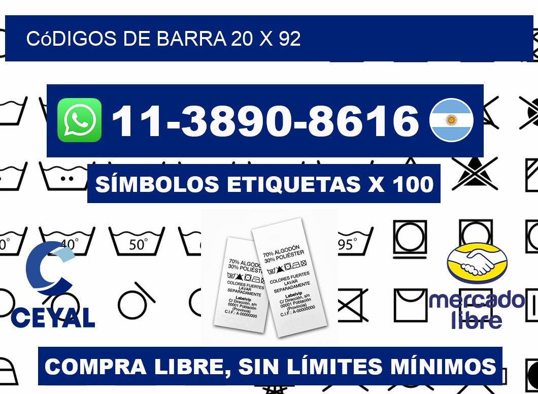 códigos de barra 20 x 92