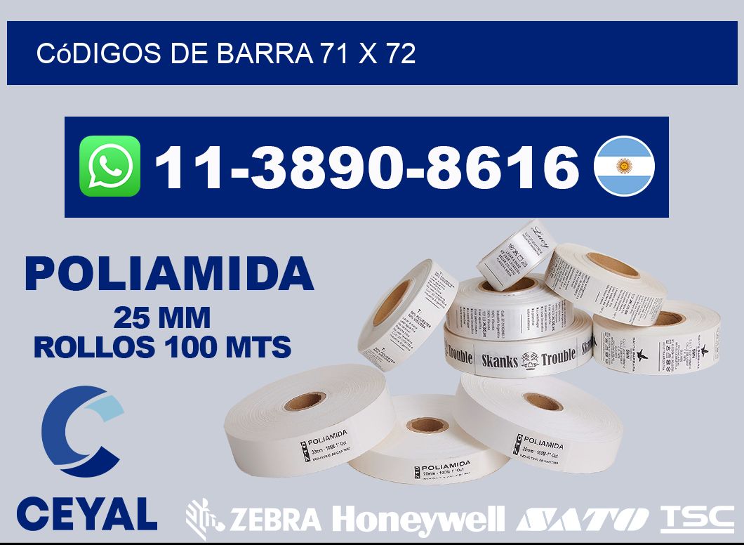 códigos de barra 71 x 72