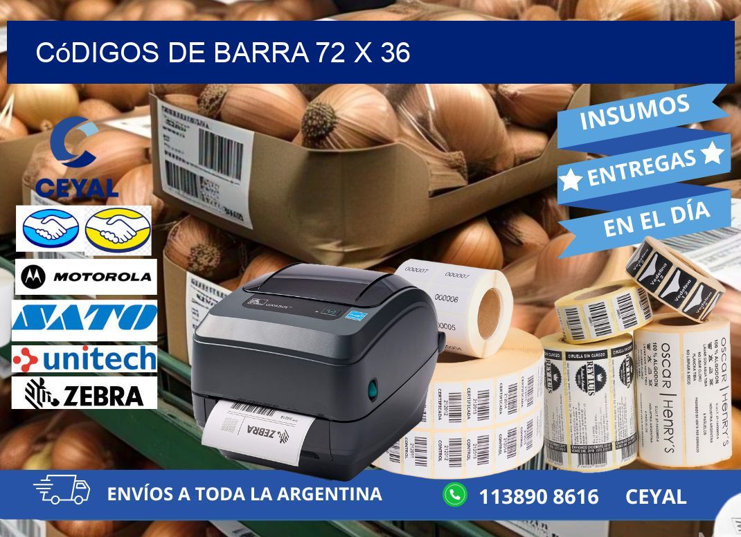 códigos de barra 72 x 36