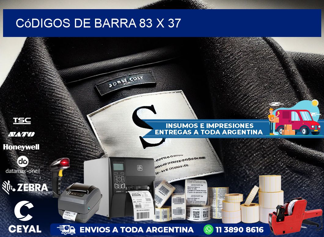 códigos de barra 83 x 37