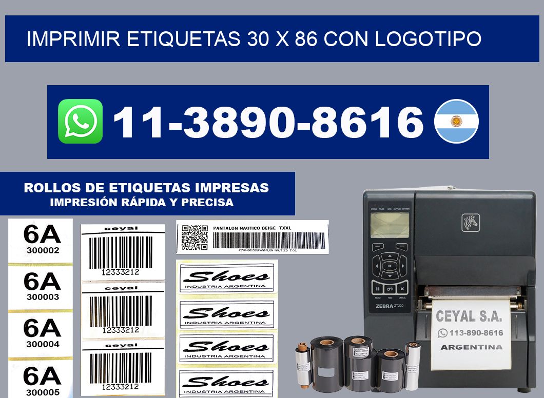 imprimir etiquetas 30 x 86 con logotipo