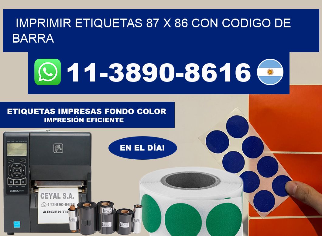 imprimir etiquetas 87 x 86 con codigo de barra