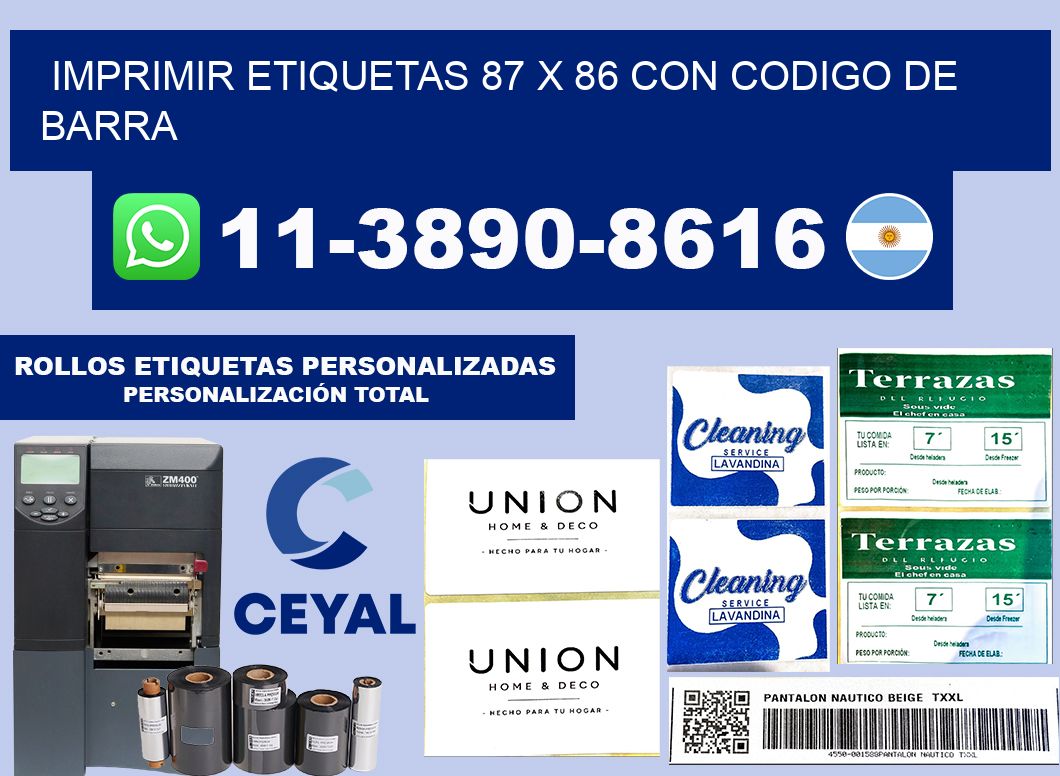 imprimir etiquetas 87 x 86 con codigo de barra