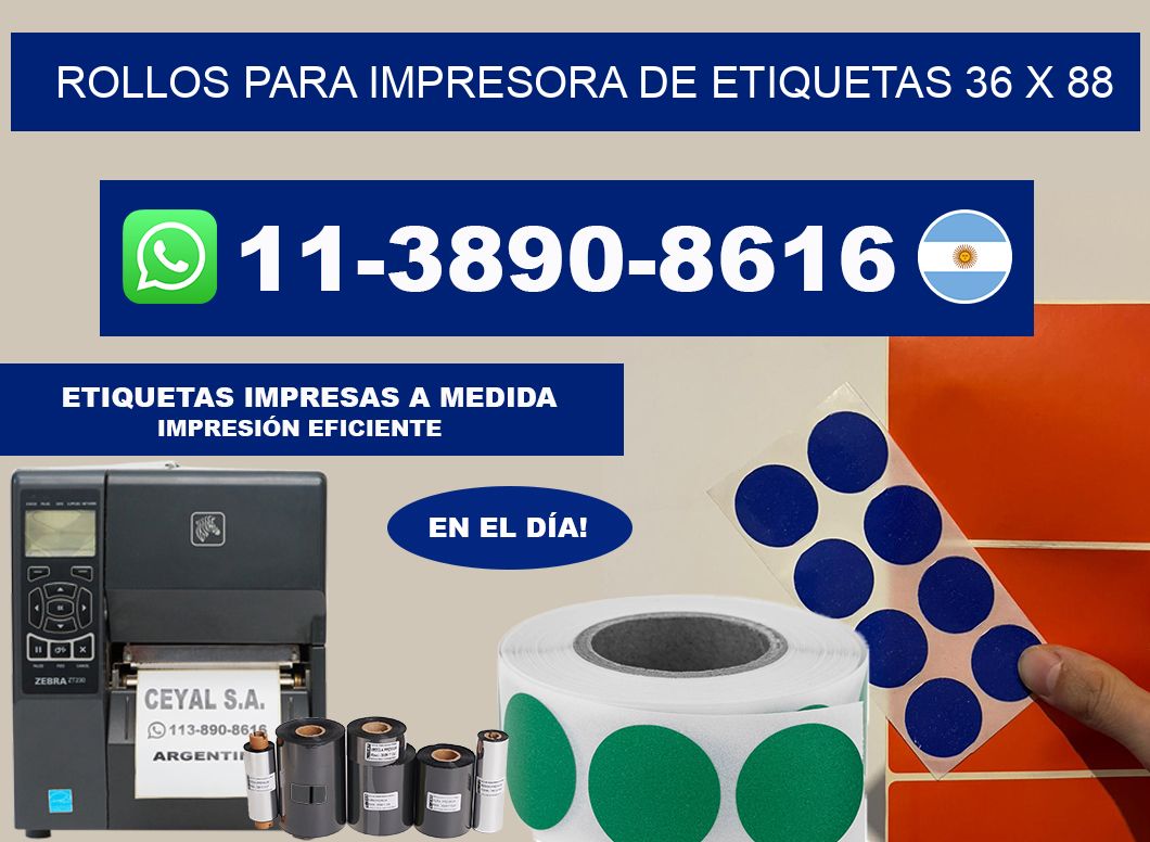 rollos para impresora de etiquetas 36 x 88