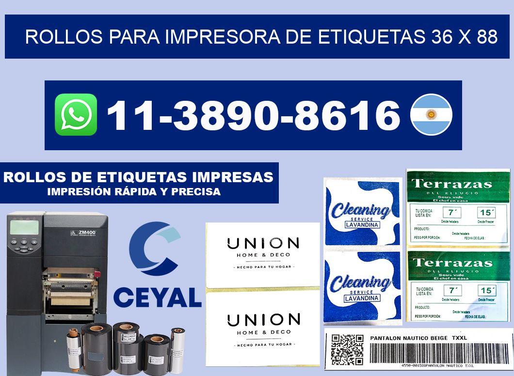 rollos para impresora de etiquetas 36 x 88