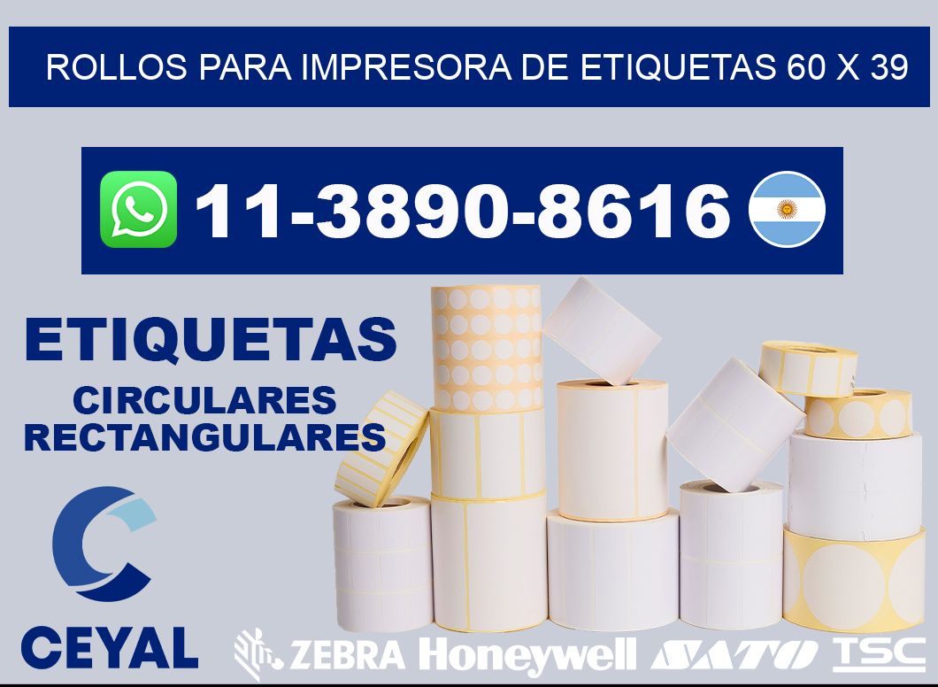 rollos para impresora de etiquetas 60 x 39