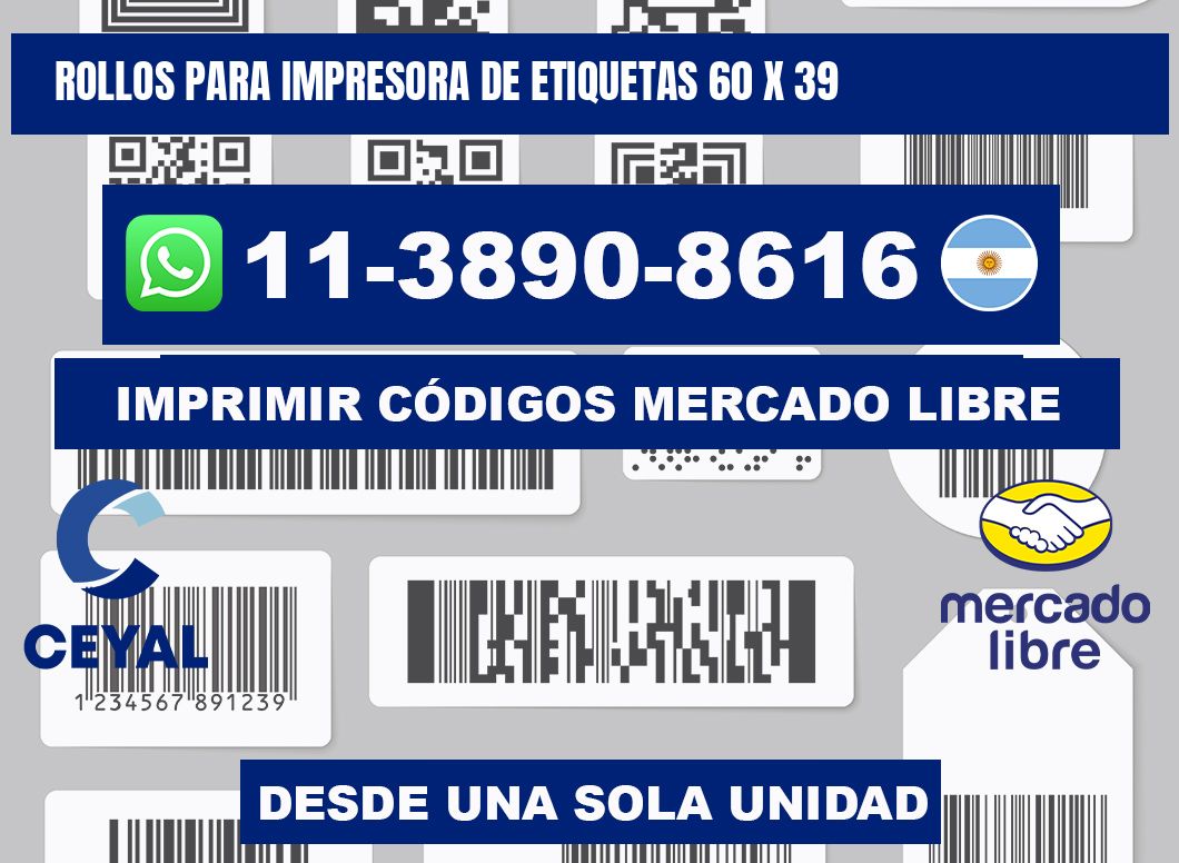 rollos para impresora de etiquetas 60 x 39