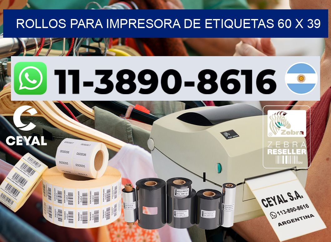 rollos para impresora de etiquetas 60 x 39